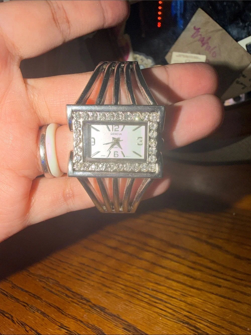 Geneva Silver Multi-Band Cuff Watch